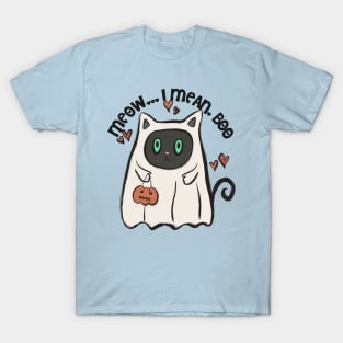 Meow I Mean Boo Cat Halloween Costume T-Shirt